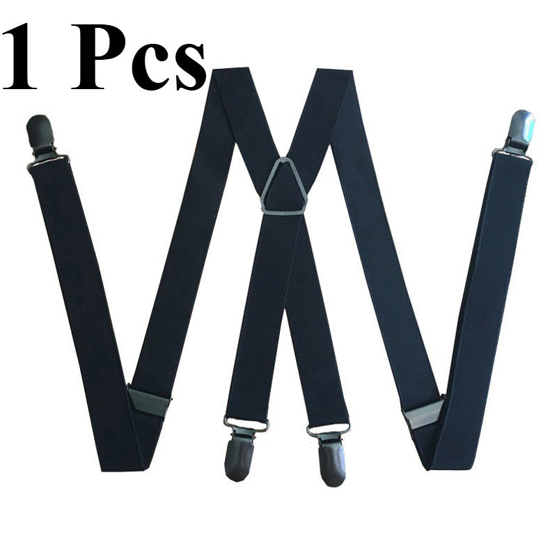 TEMU 1pc Of Men's Suspenders With High And Adjustable 4 Sturdy Clip Suspenders, Heavy-duty X-suspenders, Adult Elastic Webbing Suspenders, Father's