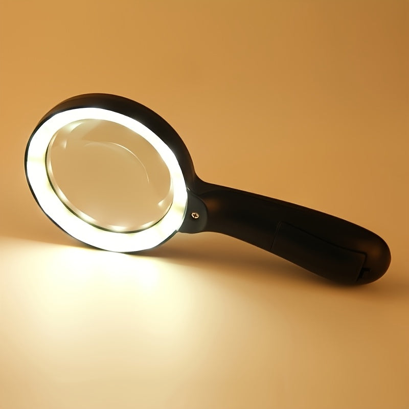 TEMU Lighting Magnifying Glass, 10x Handheld Large Reading Magnifying Glass, With 12 Led Lighting Lamps, Suitable For The Elderly, Repair, , Elderly