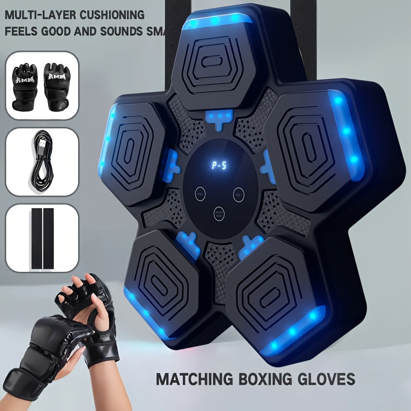 TEMU Airrdeli Music Boxing Machine With Boxing Gloves, Smart Boxing Machine With Led Electronic Wall Mounted, Music Boxing Workout Punching Equipment