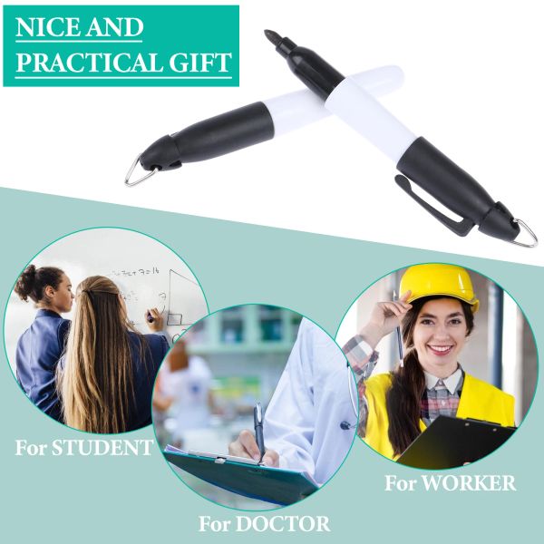 50 Pcs Vibrant Colors&Fade-Resistent Mini Permanent Markers with Cap Clips Golf Ball Marker Pen Dry Erase Mark