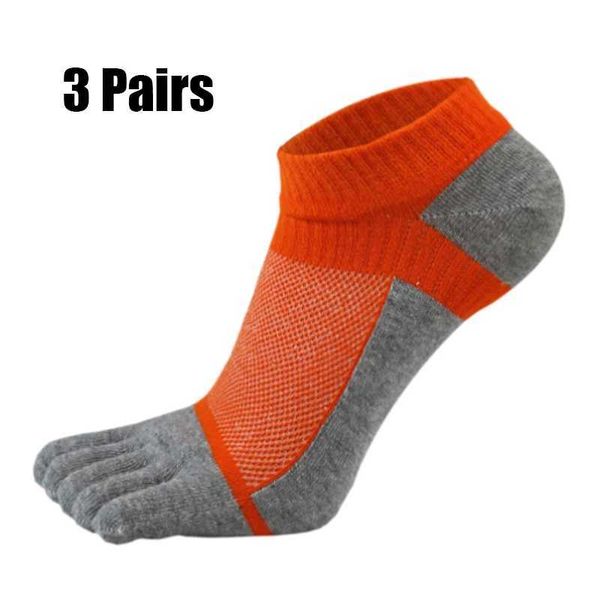 3 pairs of five finger Ank socks made of cotton mens casual mesh breathable and comfortable without shoesW241010