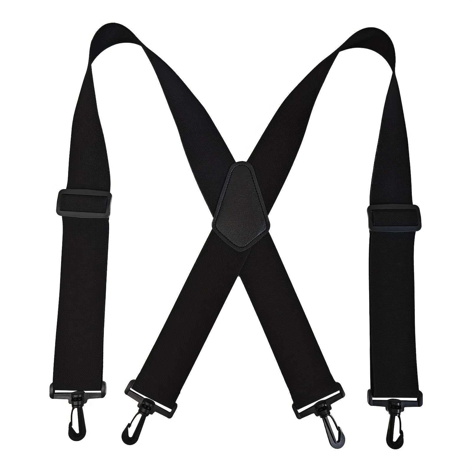 TEMU High Suspenders For Men - Heavy Duty Polyester Sports Style Braces With Shaped , Woven Strappy Back, 4 Swivel Hook Attachments - Adjustable