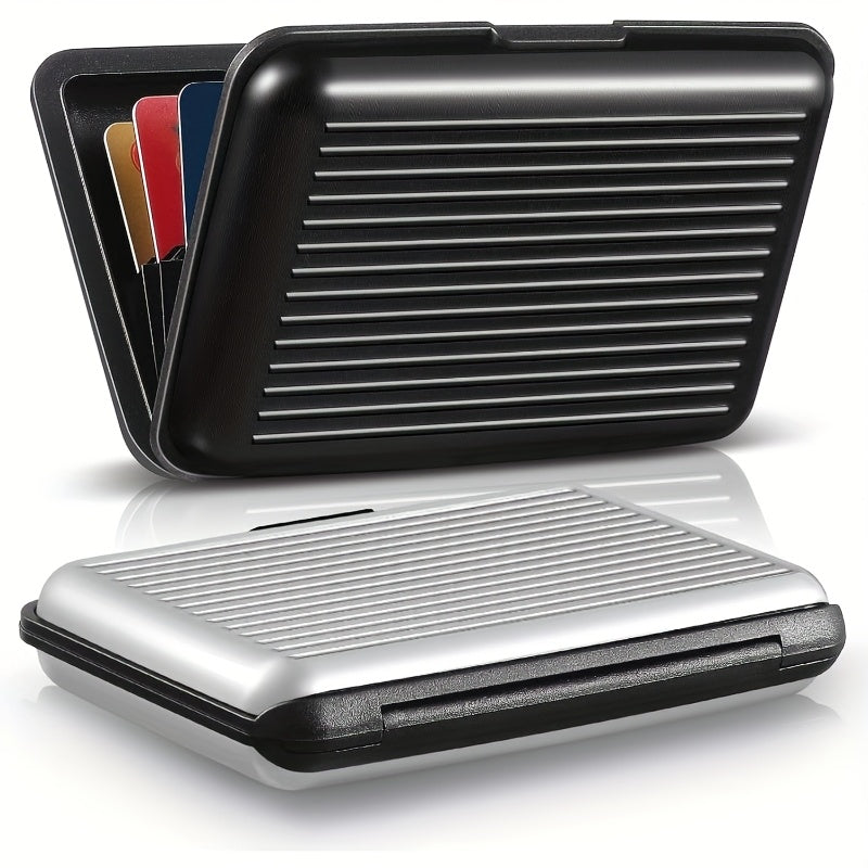 TEMU 2pcs Ultra-thin Rfid Blocking Anti-theft Credit Card Holder - Aluminum Business Card Organizer With 6 Compartments, Durable For Men, Storage