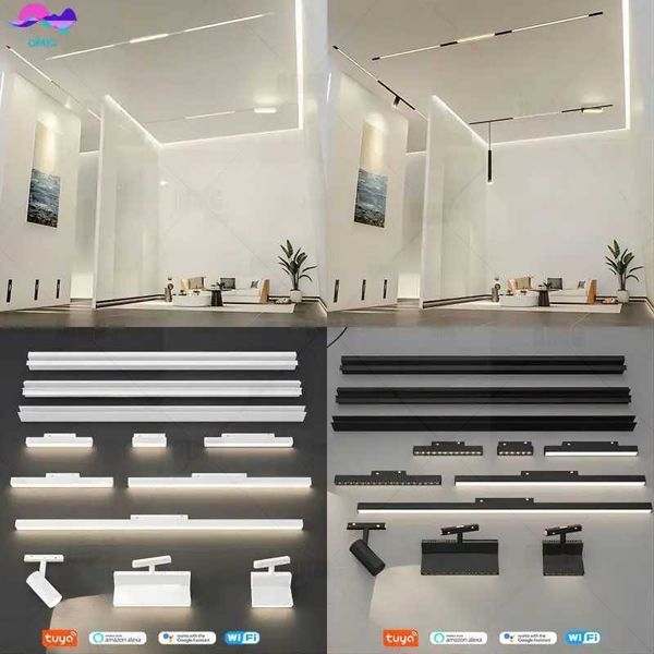 Smart LED Magnetic Track Light Dimmable 48V Pendant Spot Lamp Magnet Flexible Fixture Rail Modern Changeable Design System TypeLl240730