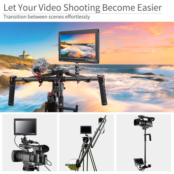 Feelworld 7 Inch HD 1280x800 DSLR Camera Field Monitor 4K HDMI AV Input IPS Screen 1200:1 Steady Contrast Ratio FW759 Moniteur