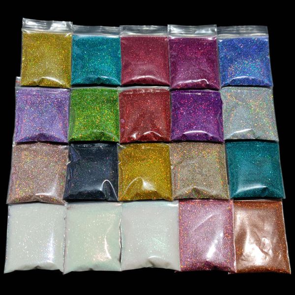 27Color 10g-bag Laser Nails Chrome Nail Powder Diamond Rainbow Linear Glitter Gel Polish Holographic Shimmer Pigment