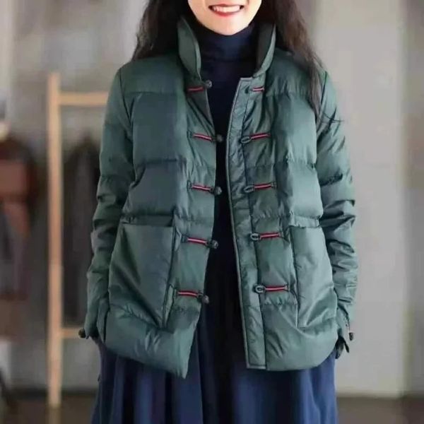 Vintage Singlebreasted Quilted Puffer Jacket Winter Warm Lightweight Parka Windproof Outerwear ClothesTrends Coat 241211