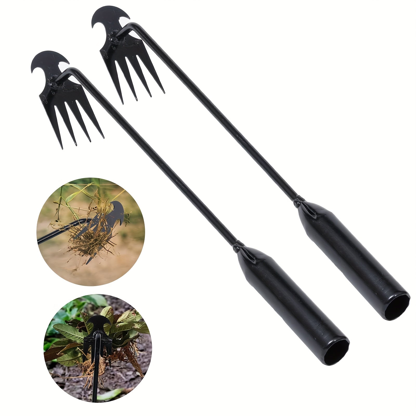 TEMU Garden Pulling Tool Uprooting Weeding Tool, 4 Teeth Puller Tool Steel Garden Weeder Tool For Vegetable Gardening Planting (black, 2 Pack, 16