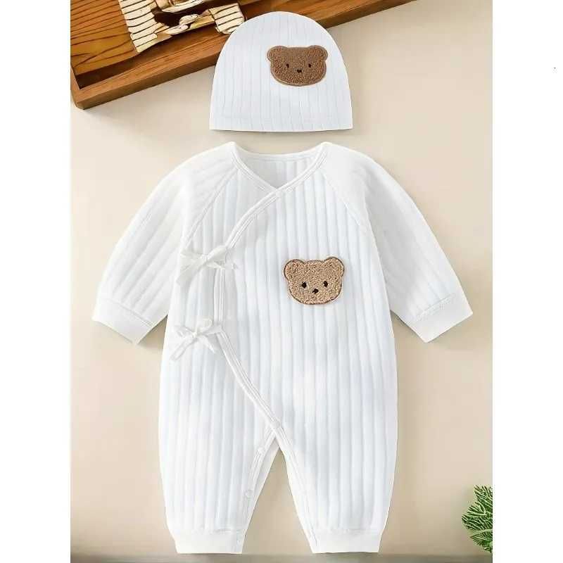 w576 All Seasons Cute Infant Newborn Baby Romper Baby Boy Girl Bear Cotton Jumpsuit with Hat