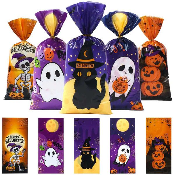 Halloween Candy Bags Halloween Decoration for Home 2023 Halloween Party Supplies Cookies Dessert Packaging Baking Decor Bag Y240817