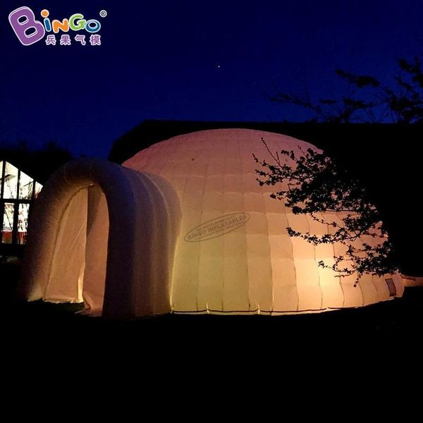 Personalized 6x6x3.5 Meters Inflatable yurt tents - LED lights white dome air-blown yurt house for sale toys sports