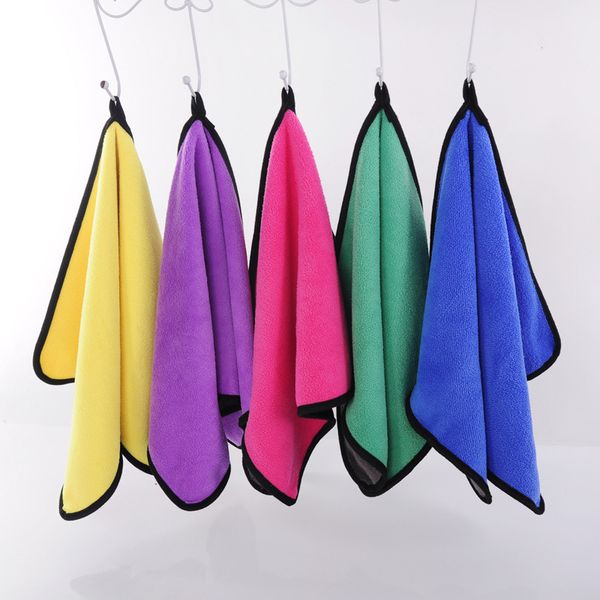 Wrapped edge towel, car towel, car wash towel, double-sided coral velvet cleaning cloth, absorbent and thickened towel