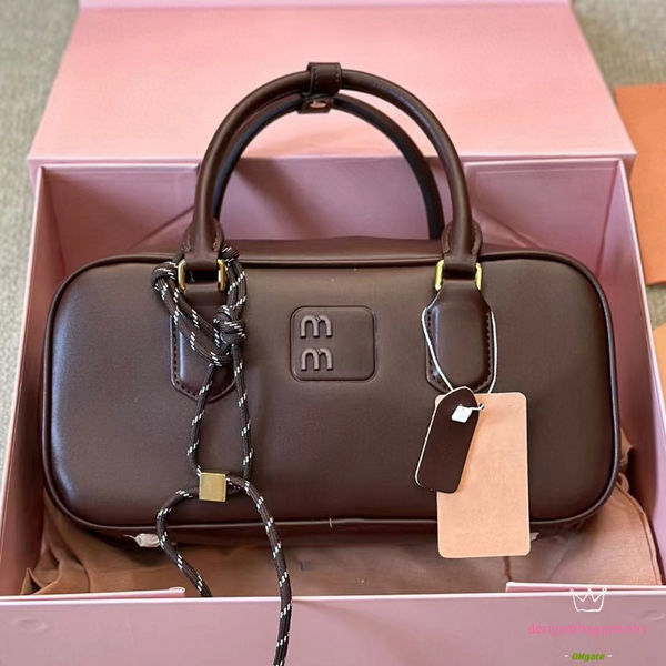 Luxury Small Handbag Boston Bowling Bag Cowhide Handheld Shoulder Briefcase Camera Bag Fashionable Versatile Elegance Simple Tote genuine le