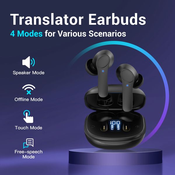 Strong Translate 144 Languages Accents Wireless Translation Earphones 3-in-1 Device in Real Time BT5.3 Fit iOS Android ENC Translator Earbud