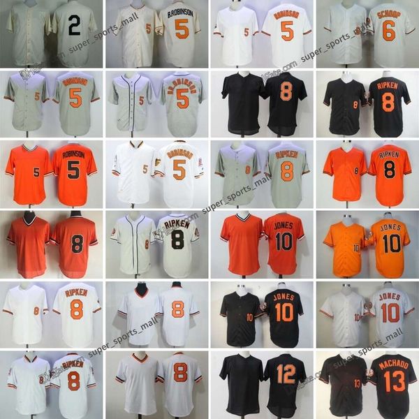 Throwback Baseball Jersey 8 Cal Ripken 2 JJ Hardy 1954 13 Manny Machado 5 Brooks Robinson 6 Jonathan Schoop 10 Adam Jones 12 Black Pullover
