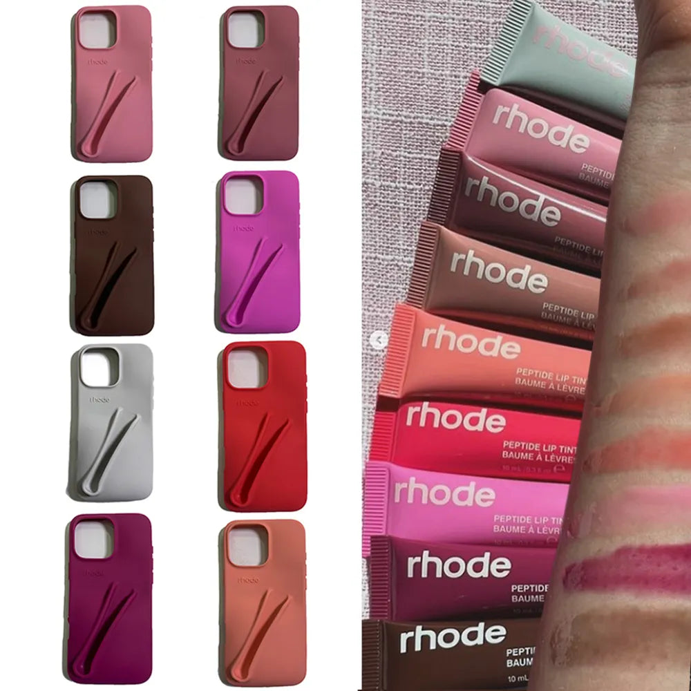 phone case With Box lip gloss Lipstick Case iphone 16 pro max cases Lipstick Lip Balm 3D Make-Up Holder Cover Silicone Soft Silicone Case for iPhone