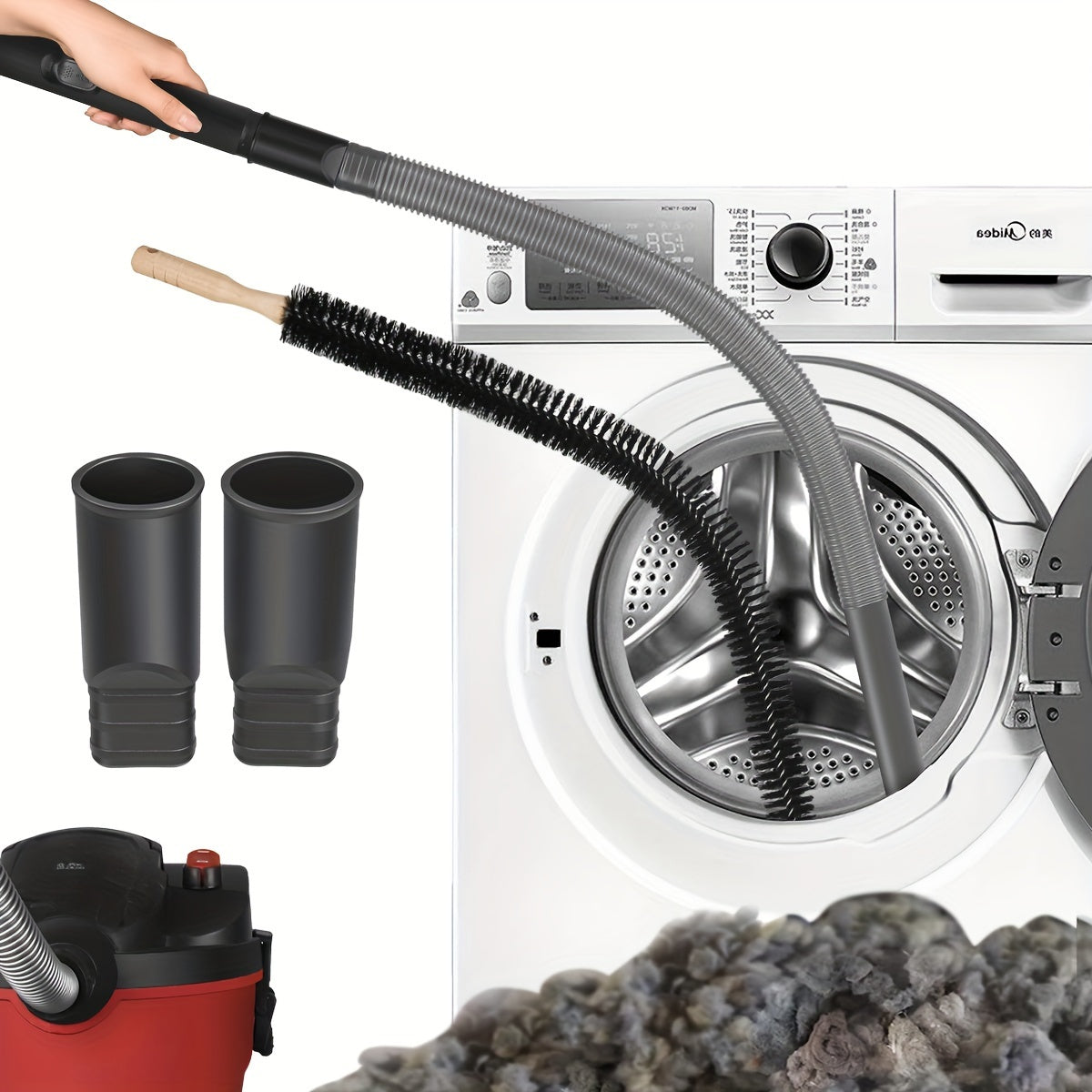 TEMU Set, Dryer Vent Cleaner Kit Dryer Lint Brush Vacuum Hose Attachment With 32mm+35mm Adapter For Most Vacuum Cleaners ( As Shark Miele), Lint