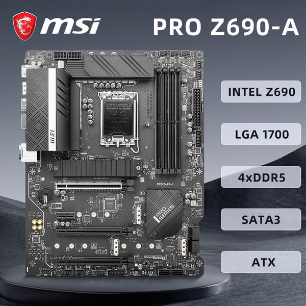 MSI PRO Z690-A Motherboard Socket LGA1700 is equipped with Intel Z690 Chipset Support i9-12900 12900K i7-12700K CPU 4x DDR5 ATX.