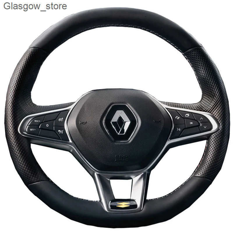 Steering Wheel Covers Customized Car Steering Wheel Cover For Renault Clio 5 (V) Zoe Captur 2019-2020 Black Leather Braid For Steering Wheel L240910