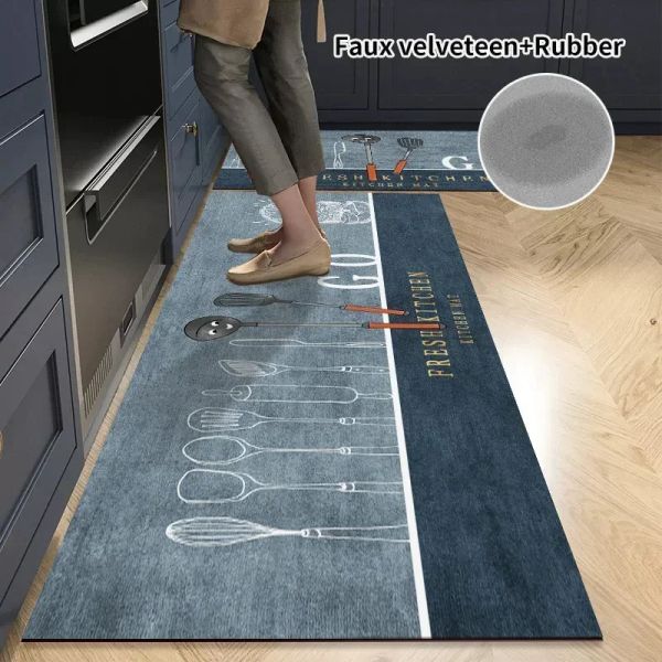 Diatomite Mat Non-slip Kitchen Rug Printed Long Carpet Absorbent Kitchen Floor Mats Entrance Doormat Carpets for Living Room