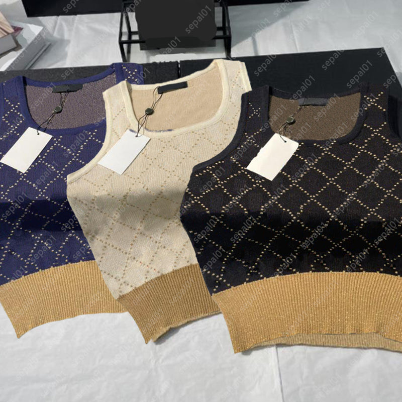 Womens Designer Knits Full Letter Print T Shirts Tanks Sleeveless Knits Tops Fashion Casual Ladies Tshirt