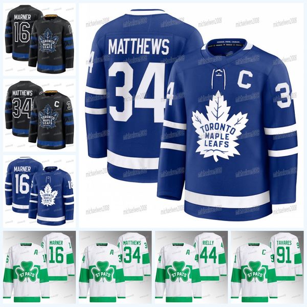Toronto Mitch Marner Maple Leaf 2024-25 Hockey Jersey 34 Matthew Max Domi David Kampf Matthew Knies Max Pacioretty William Nylander Morgan R
