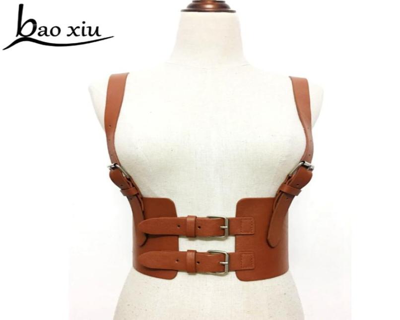 New women Bondage Leather Belt Cowboy Chest Harness Body Bondage Corset female Slimming Waist Belt Suspenders Straps S1810180642469797577