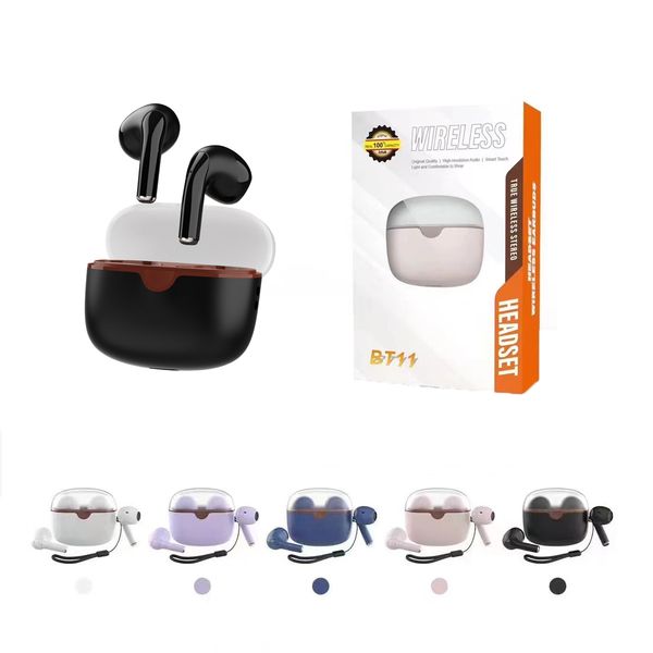 BT11 TWS Wireless Earphones Translucent Jelly Bin Bluetooth 5.3 Headphones Sport Headsets Half In-Ear Earbuds for iOS Android with Retail Bo