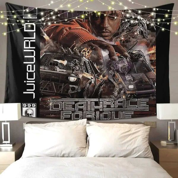 JuiceWrld Death Race Love Wall Tapestry Interesting Wall Hanging Aesthetics Home Decoration Tapestry Living Room Bedroom Dormitory Room Y241