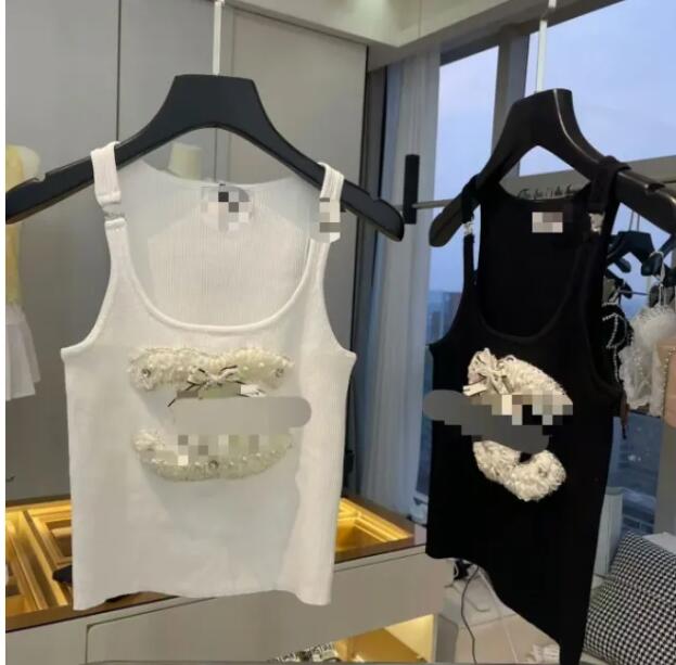 Anagram-Embroidered Women Tanks Camis Cotton-Blend Tank Tops Two C Letters Designer Skirts Yoga Suit CHANNEL Dress Bra Vest Ladies Solid Vintage T S