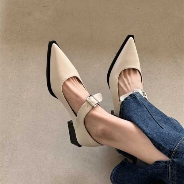 Ladies Shoes em oferta 2024 Moda Luxo Novo elegante Wan Sapatos Sapatos Sapatos Sapatos Ponto Bombas Solid Cor High H Z241216