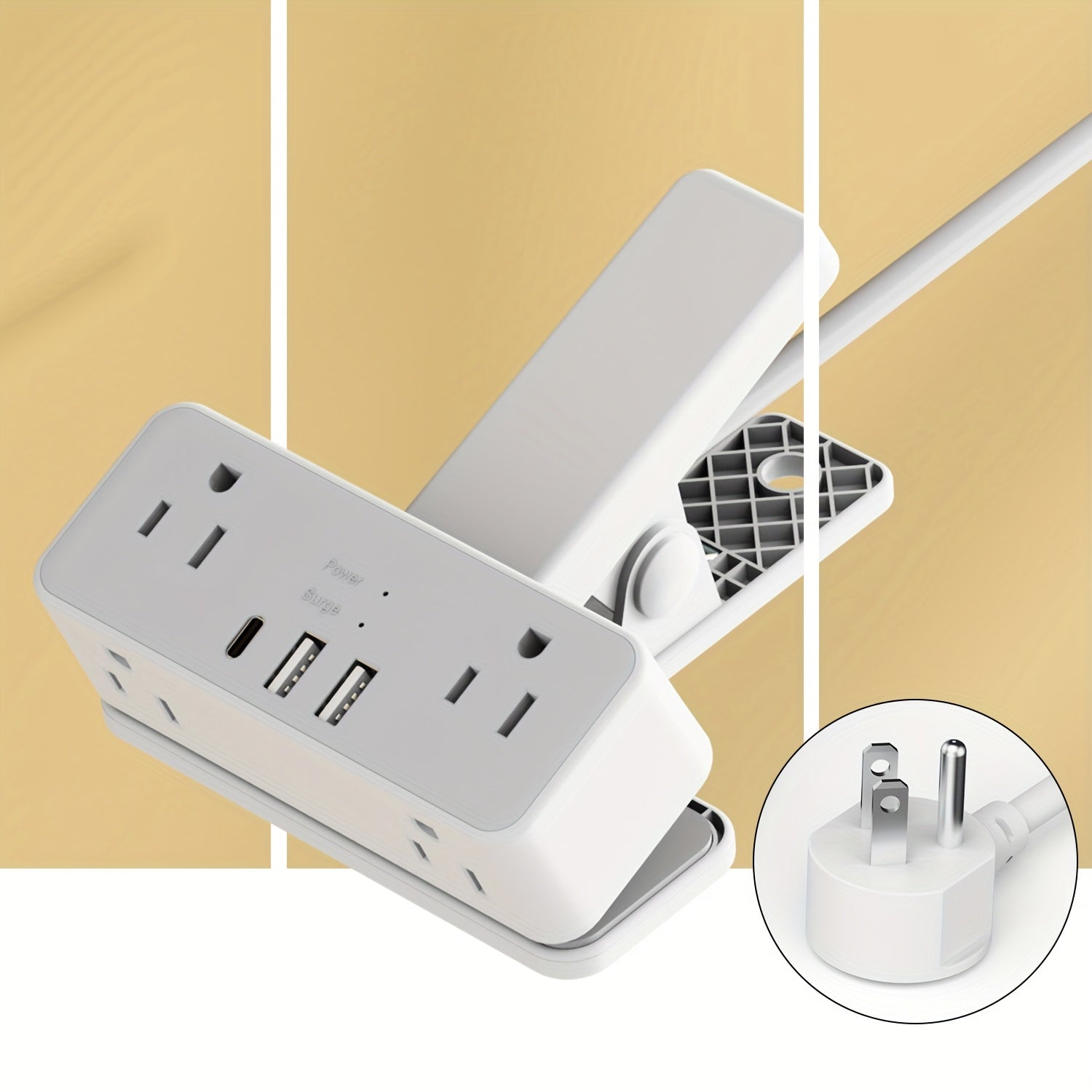 TEMU Us Plug Extension Socket With Usb Ports Protection Clamp Design Electrical Socket 6ft Extension Cord Output Power Socket For Home Office Kitchen