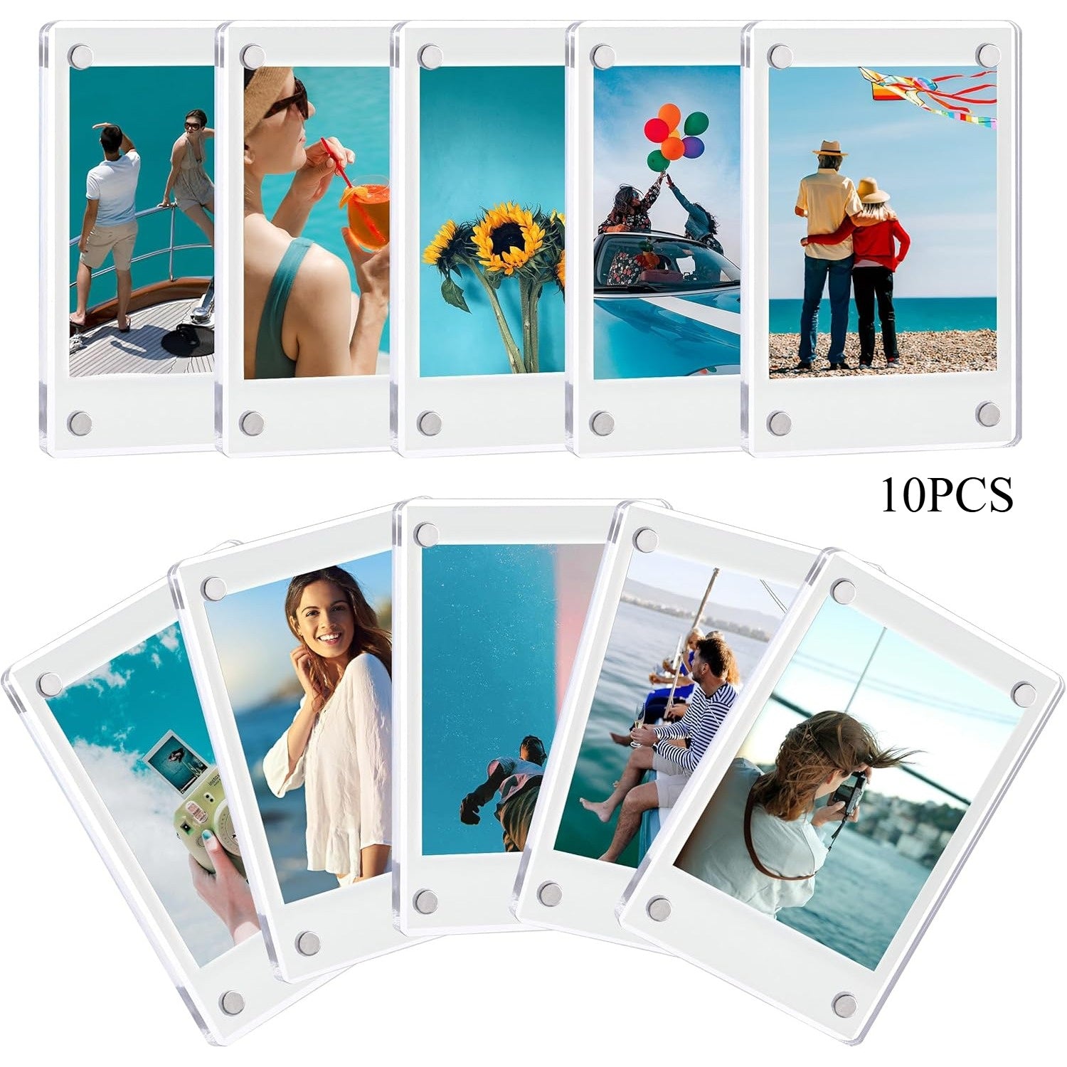 TEMU Acrylic Photo Frames For Outdoor Travel Memorabilia - Holds 2x3 Instax Mini- Photos - Portable Card Album For Scrapbooking, Camping, Or Fridge