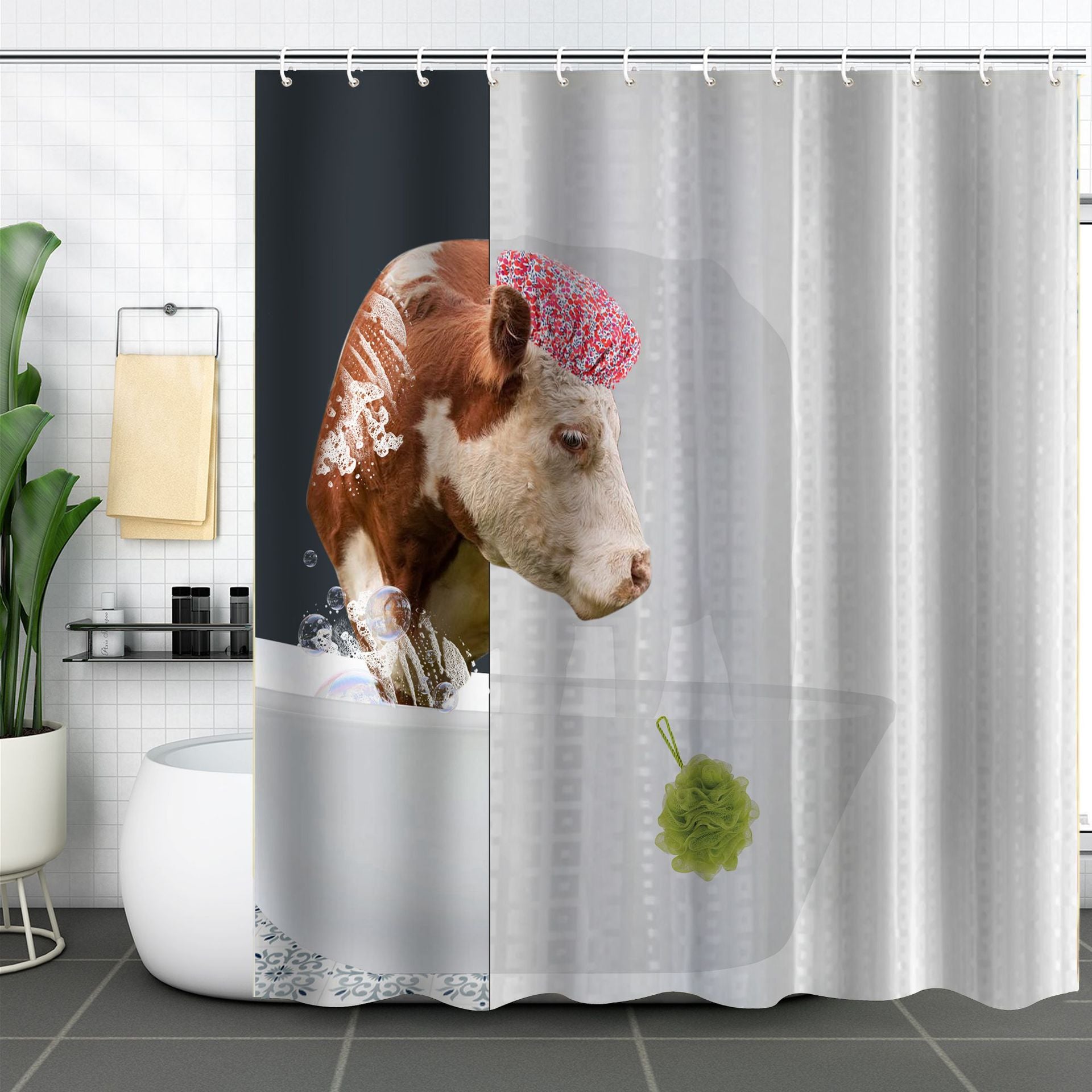 YL-37501 hot selling digital printed shower curtain animal waterproof, mildew-proof and moisture-proof bathroom dry and wet separation isolation cur
