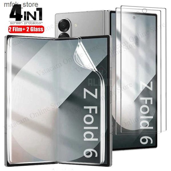 Cell Phone Protectors 4in1 Internal Film + Front Tempered Glass for Galaxy Z Fold 6 5 4 3 Screen Protector Protective Films on Fold6 Fold5 J
