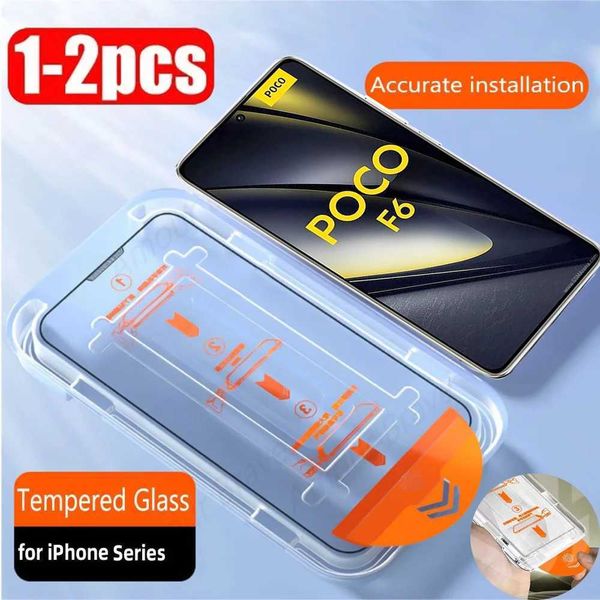 Cell Phone Screen Protectors 1-2PCS 8K Dust Free Glass For Poco F6 X6 X5 Pro X4 GT Screen Protector For Poco M4 Pro M5S F4 HD Oleophobic Coa