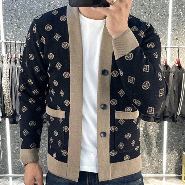 Women&#039;s Sweaters Cardigan Men Garment Coat Fall Abstract Letter Print Knitting Long Sleeve SweaterNoel Kazak Heren Sweater 230912