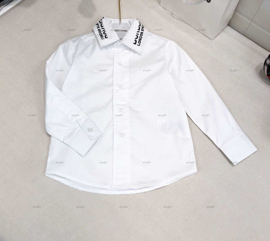 Brand lapel baby Shirt Collar logo embroidery design boys coat Size 100-160 CM kids designer clothes Child Blouses