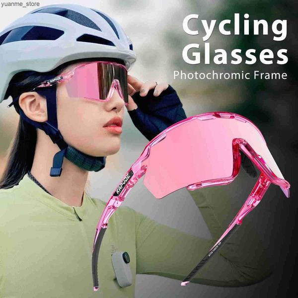 Outdoor Eyewear Kapvoe The Worlds First Photochromic Frame Glasses Bike Cycling Sunglasses Men Women Outdoor Sports Bicycle UV400 Goggles J2