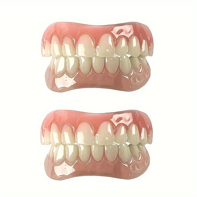 TEMU 4pcs Comfortable Silicone Set - Upper & Lower Dentures, Easy To Apply, Plastic-silicone Material, Cosmetic Dentures|full Set Dentures|glossy