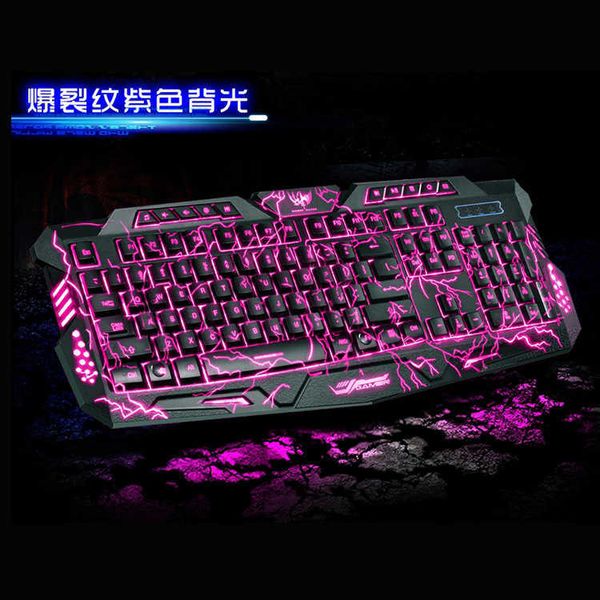 Keyboards Three-color backlit Elephant mechanical hand keyboard Wired cool luminous game M200 S25210