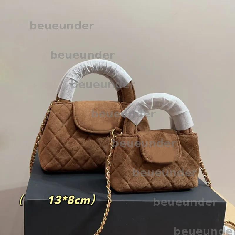 Designer Ladies Suede Handbag Mini Shopping Bag Golden Hardware Diamond Lattice Matelasse Chain Autumn Tote Crossbody Bags Luxury Shoulder Purse 3 C
