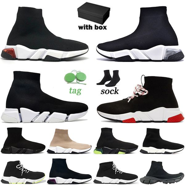 Luxury socks shoes designer shoes casual shoes women mens shoes all White Black Red Clear Sole Lace-up tennis chaussure mens speed trainers