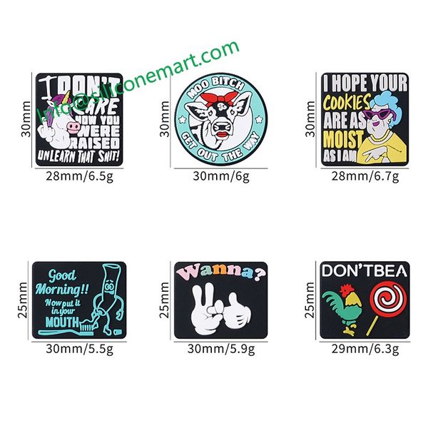 designer funny word theme silicon loose beads for jewelry making wholesale bulk silicone focal bead for pens bracelet diy craft gift toy she