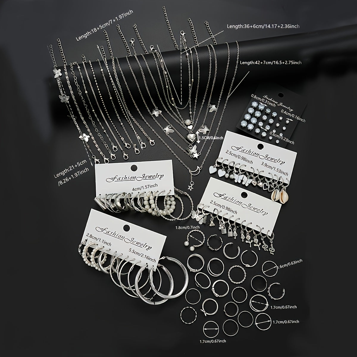 TEMU 108pcs, , Love, , Flowers, Snake, Necklace Earrings Rings Jewelry , Women's Birthday Holiday Gift Party Date Wedding Banquet