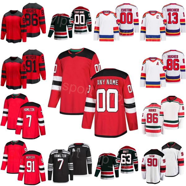 Men Kids Women Hockey 90 Tomas Tatar Jerseys 2024 Stadium Series 56 Erik Haula 86 Jack Hughes 13 Nico Hischier 7 Dougie Hamilton 63 Jesper B