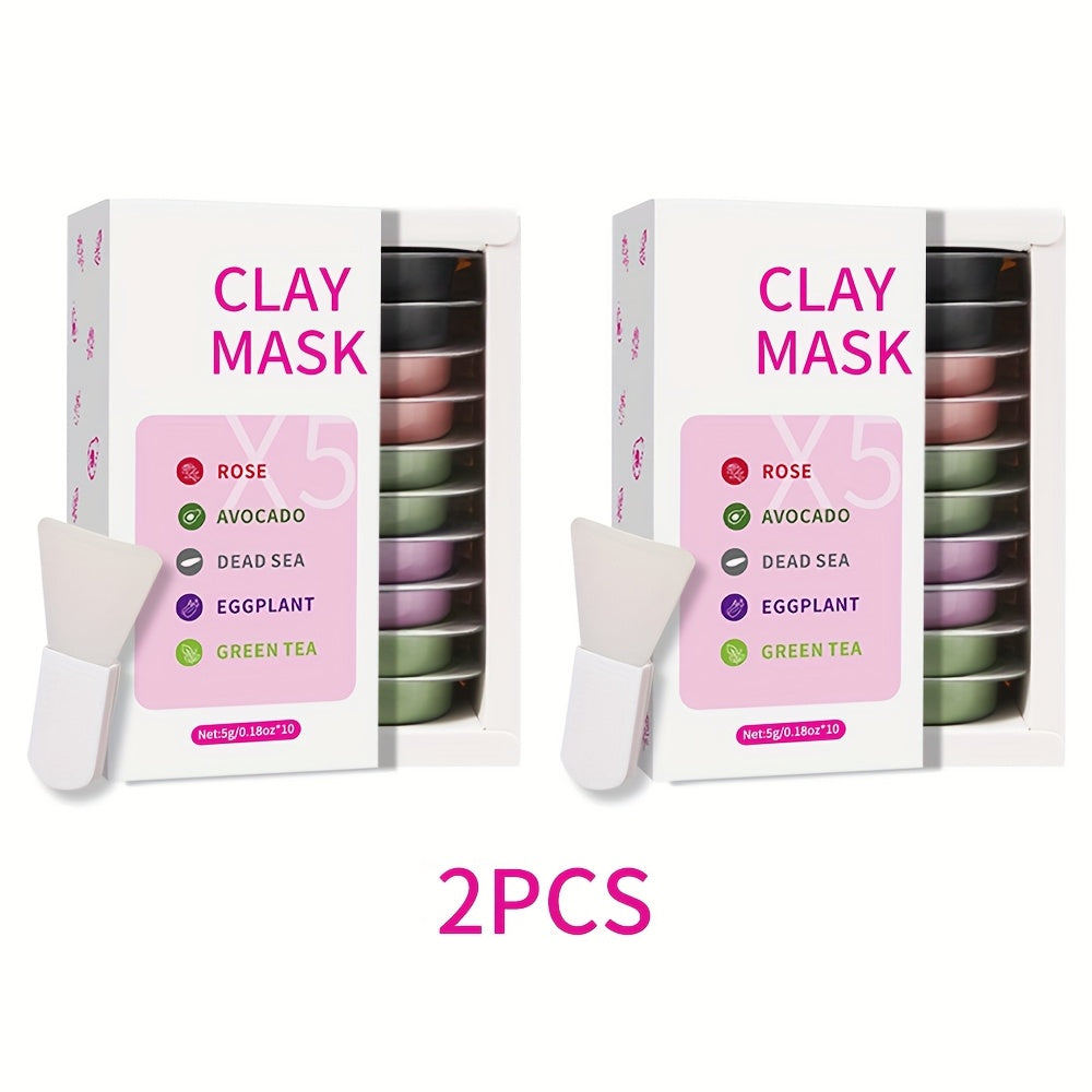 TEMU 5g-0.18oz*10 Pink Combination Mud Mask, Containing Rose, Avocado, Mud, Eggplant, Green Tea And Other Combinations, Deep Cleansing, Hydrating And