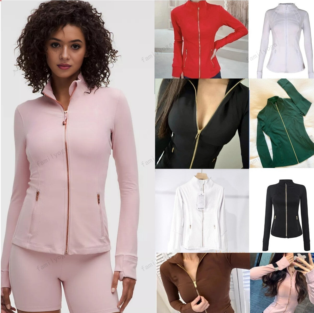 Women Yoga Golden zipper Jacket Womens Sports Jacket Workout Sports gym Coat Fitness Jackets Sports Quick Dry Activewear Top Solid Zip Up Sweatshirt