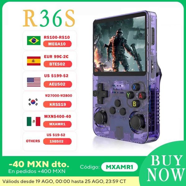 R36S Retro Handheld Video Game Console Linux System 3.5-inch IPS Sn Portable Handheld Video Player 64GB 15000 Games Y241107