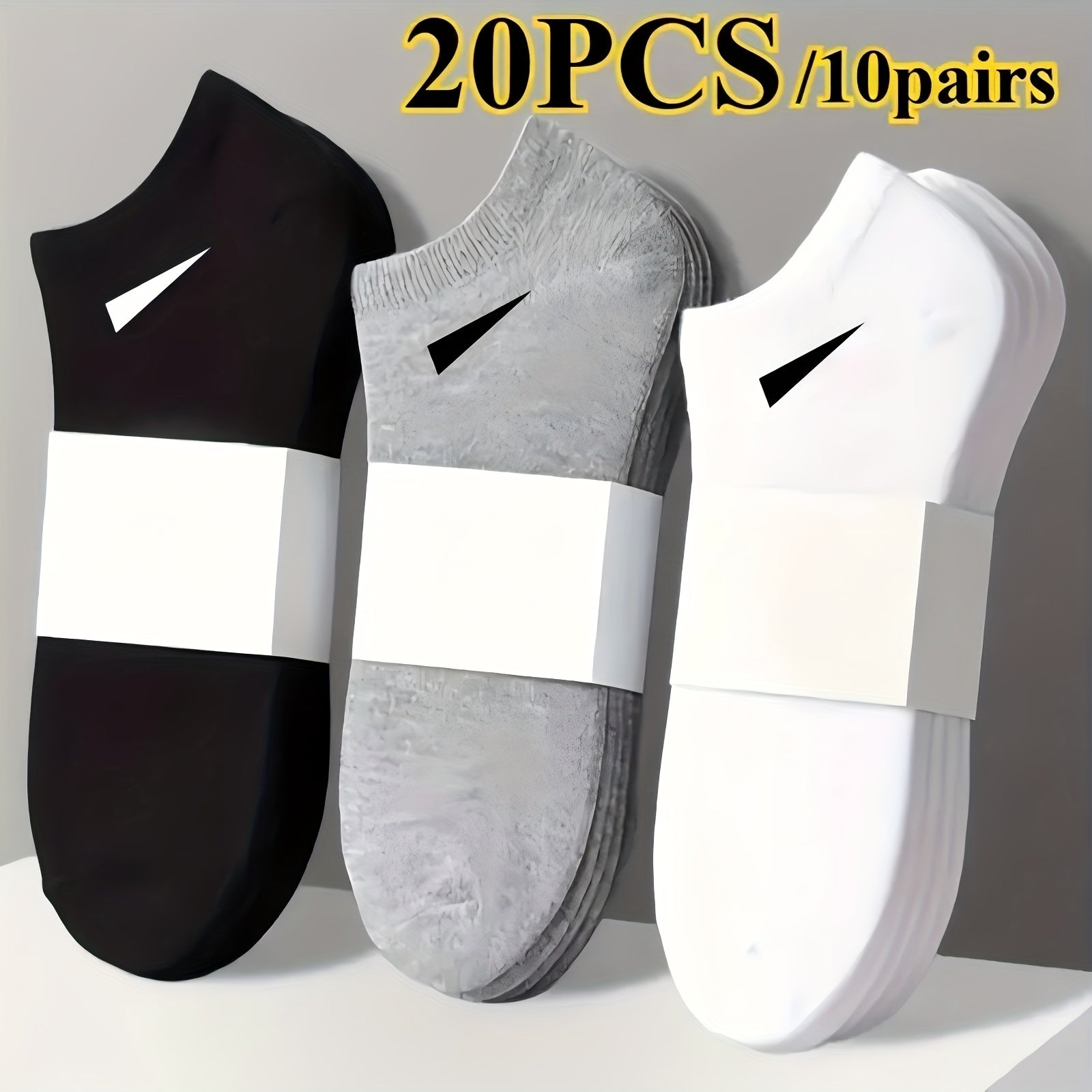 TEMU 20 Pairs, 's Breathable Socks - Polyester And Spandex Blend, Solid , Lightweight Knit For Casual Casual Attire | Minimalist Style | Durable
